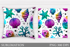 Seashell Pillow Design. Starfish Pillow Sublimation Product Image 1