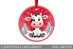 Cute Cow Christmas Ornament. Christmas Ornament Sublimation Product Image 1