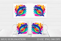 Rainbow Dolphin Mug Design. Colorful Dolphin Sublimation Product Image 1