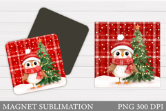 Christmas Owl Magnet Design. Christmas Magnet Sublimation Product Image 1