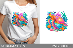 Summer Turtle T-Shirt Design. Sea Turtle Sublimation Product Image 1