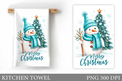 Snowman Kitchen Towel Design. Christmas Kitchen Towel Product Image 1