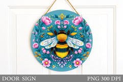 Bee Door Sign Sublimation. Bee Flowers Door Sign Design Product Image 1