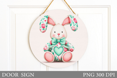 Floral Bunny Door Sign. Spring Door Sign Sublimation Product Image 1
