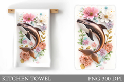 Whale Kitchen Towel Design. Whale Sublimation Product Image 1