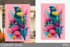 Parrot Garden Flag Design. Bird Garden Flag Sublimation Product Image 1