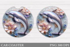 Dolphin Car Coaster Sublimation. Sea Car Coaster Design Product Image 1