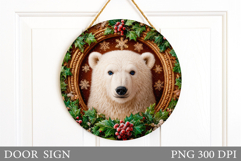 Polar Bear Door Sign Design. Christmas Door Sign Sublimation Product Image 1
