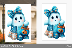 Cute Ghost Garden Flag. Cute Halloween Garden Flag Design Product Image 1