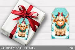 Christmas Cow Gift Tag Printable. Christmas Gift Tag Design Product Image 1