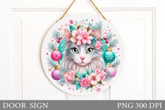 Christmas Cat Door Sign. Christmas Door Sign Design Product Image 1