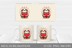 Valentines Sloth Mug Design. Valentines Mug Sublimation Product Image 1