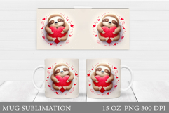 Valentines Sloth Mug Design. Valentines Mug Sublimation Product Image 1