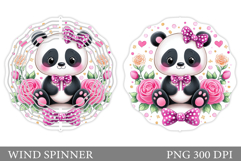 Cute Panda Wind Spinner. Panda Flowers Wind Spinner Design Product Image 1