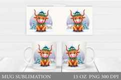 Christmas Cow Mug Design. Christmas Mug Sublimation Product Image 1