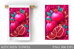 Pomegranate Kitchen Towel Design. Pomegranate Sublimation Product Image 1