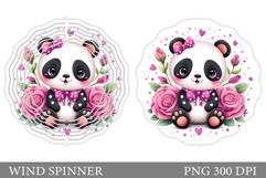 Cute Panda Wind Spinner. Panda Flowers Wind Spinner Design Product Image 1