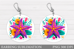 Starfish Earring Design. Sea Earring Sublimation Product Image 1
