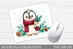 Cute Penguin Mouse Pad. Christmas Penguin Mouse Pad Design Product Image 1