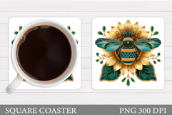 Bee Car Coaster Design. Bee Coaster Sublimation Product Image 1