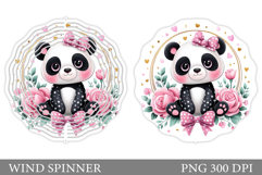 Cute Panda Wind Spinner. Panda Flowers Wind Spinner Design Product Image 1