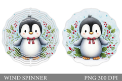 Cute Penguin Wind Spinner. Christmas Wind Spinner Design Product Image 1