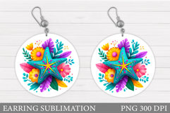 Starfish Earring Design. Sea Earring Sublimation Product Image 1