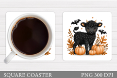 Halloween Cow Coaster Design. Halloween Coaster Sublimation Product Image 1