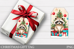 Christmas Gift Tags. Christmas Raccoon Gift Tag Printable Product Image 1