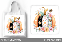 Patchwork Pumpkin Tote Bag Design. Fall Tote Bag Sublimation Product Image 1