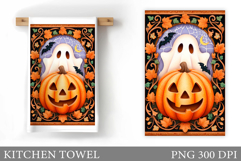 Halloween Pumpkin Towel Design. Ghost Kitchen Towel Product Image 1