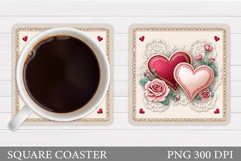 Hearts Coaster Sublimation. Hearts Square Coaster Design Product Image 1