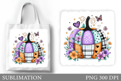 Patchwork Pumpkin Tote Bag Design. Fall Tote Bag Sublimation Product Image 1