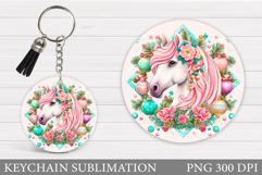 Christmas Horse Keychain. Christmas Keychain Sublimation Product Image 1