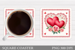 Hearts Coaster Sublimation. Hearts Square Coaster Design Product Image 1