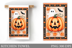 Halloween Pumpkin Towel Design. Ghost Kitchen Towel Product Image 1
