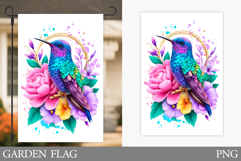 Hummingbird Garden Flag. Bird Garden Flag Sublimation Product Image 1