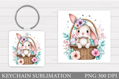 Easter Bunny Keychain Design. Easter Keychain Sublimation Product Image 1