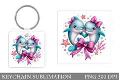 Cute Dolphin Keychain Design. Dolphin Sublimation Product Image 1