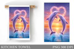 Dolphin Kitchen Towel. Sea Kitchen Towel Design Product Image 1