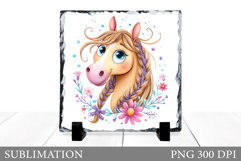 Horse Slate Design. Cute Horse Sublimation Product Image 1