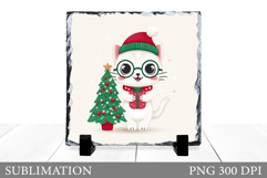 Christmas Cat Sublimation. Christmas Cat Slate Design Product Image 1