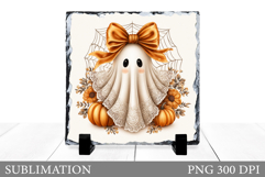Cute Ghost Slate Design. Halloween Slate Sublimation Product Image 1