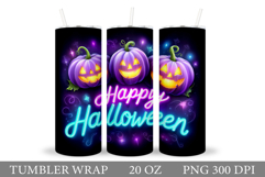 Scary Pumpkin Tumbler Design. Halloween Tumbler Sublimation Product Image 1