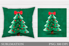Christmas Tree Pillow Design. Christmas Pillow Sublimation Product Image 1