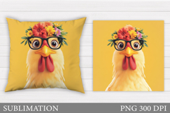 Cute Chicken Sublimation. Funny Chicken Pillow Design Product Image 1
