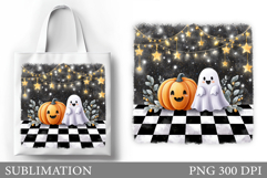 Ghost Tote Bag Sublimation. Halloween Tote Bag Design Product Image 1