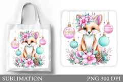 Christmas Fox Tote Bag. Christmas Tote Bag Sublimation Product Image 1