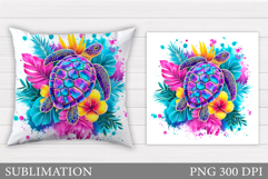 Sea Turtle Pillow Design. Sea Turtle Sublimation Product Image 1