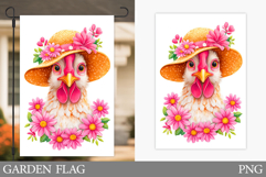 Cute Chicken Garden Flag Design. Funny Chicken Sublimation Product Image 1